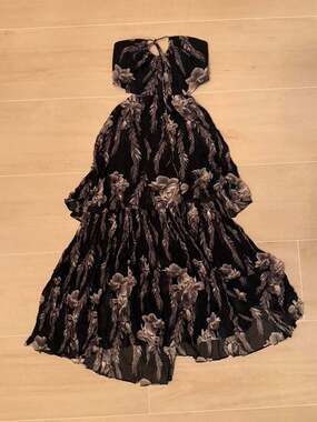 AllSaints Tatum Mia Floral Print Cut-Out Crepe Midi Dress